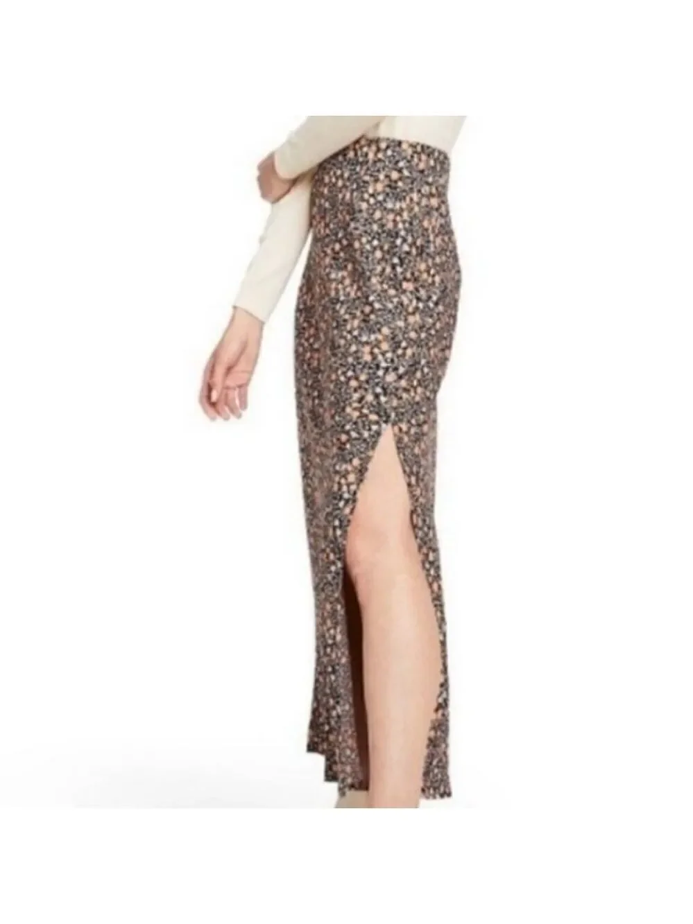 Nili Lotan  Women’s Liberty Floral Print Maxi A-Line Skirt Black NWT  Size XS